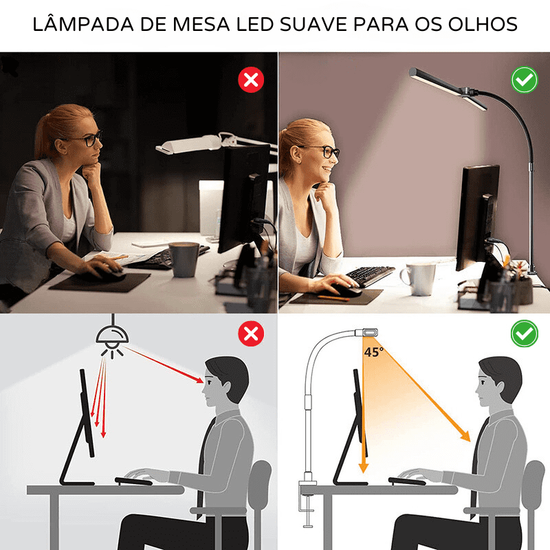 Lámpara de Mesa LED Oficina Flexible Aluminio Polihousi