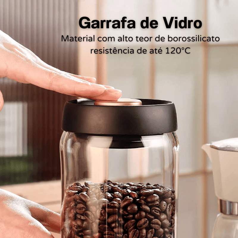 Pote de Vidrio con Tapa Hermética Café a Vacío Polihousi