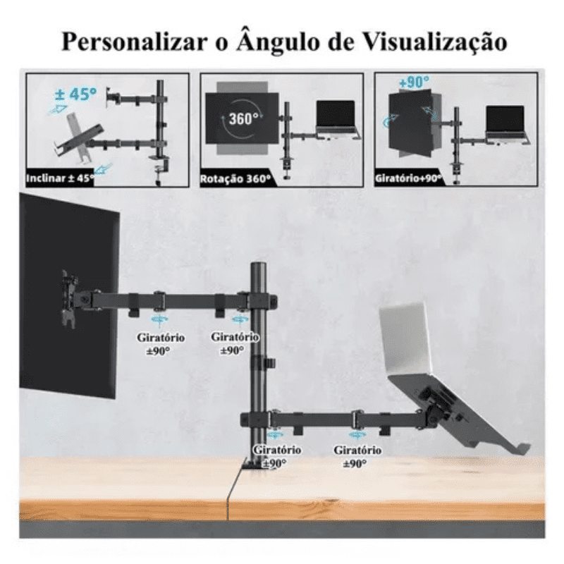 Soporte Monitor y Portátil Articulado para Mesa Polihousi