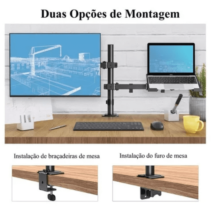 Soporte Monitor y Portátil Articulado para Mesa Polihousi